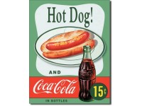 Enseigne Coca-Cola en métal / Hot dog & Coke